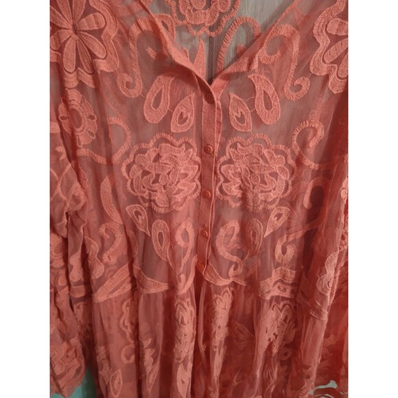 Lane Bryant Flared Embroidered Sheer Floral Top 26/28 Boho Feminine Cottagecore - Picture 7 of 10